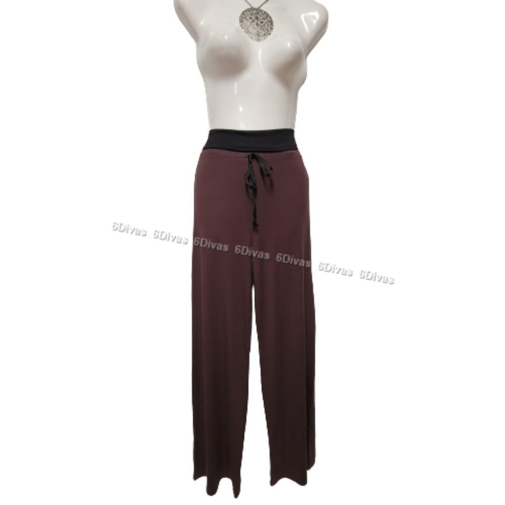 Brown and Black Slimming Flare Pants - One Size Fits Most - Picture 7 of 13